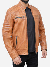 Lade das Bild in den Galerie-Viewer, Christopher Cafe Racer Distressed Brown Motorcycle Leather Jacket