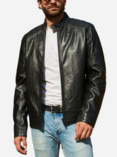 Load image into Gallery viewer, Quilted Black Genuine Leather Jacket For Men