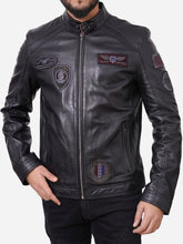 Load image into Gallery viewer, Men Black Flight Control Leather Jacket