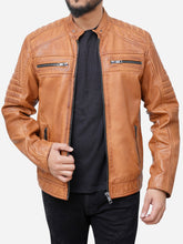 Lade das Bild in den Galerie-Viewer, Mens Distressed Brown Vintage Motorcycle Leather Jacket