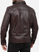 Load image into Gallery viewer, Casual Cafe Racer Brown Leather Jacket For Men