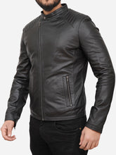 Lade das Bild in den Galerie-Viewer, Biker Men Black Leather Jacket