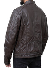 Lade das Bild in den Galerie-Viewer, Men Cafe Racer Brown Leather Biker Jacket