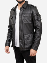 Load image into Gallery viewer, Sheepskin Vintage Black Leather Jacket  For Men