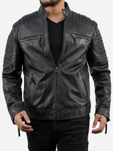 Lade das Bild in den Galerie-Viewer, Ronald Cafe Racer Black Quilted Jacket