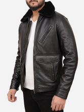 Load image into Gallery viewer, George Shearling Collar Leather Jacket
