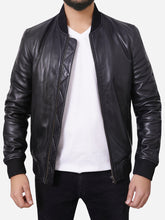 Load image into Gallery viewer, Men Genuine Black Fitted Style Bomber Leather Jacket
