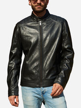 Load image into Gallery viewer, Men Quilted Black Genuine Leather Jacket