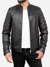 Load image into Gallery viewer, Fitted Style Black Cafe Racer Leather Jacket For Men