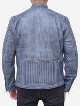 Load image into Gallery viewer, Grey Leather Motorcycle Jacket
