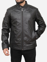 Lade das Bild in den Galerie-Viewer, Men Quilted Cafe Racer Real Black Leather Jacket