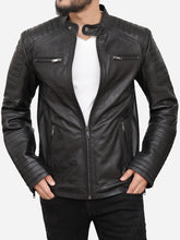 Lade das Bild in den Galerie-Viewer, Men Quilted Style Leather Jacket