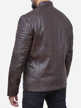Lade das Bild in den Galerie-Viewer, Casual Real Brown Leather Biker Jacket For Men