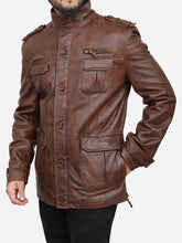 Load image into Gallery viewer, Men lightweight brown leather jacket