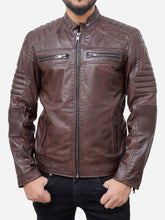 Load image into Gallery viewer, Padded Leather Motorcycle Jacket