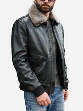 Load image into Gallery viewer, Men Pilot Leather Jacket wit Fiur Collar