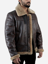 Load image into Gallery viewer, Men Brown B3 Leather Bomber Jacket