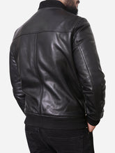 Load image into Gallery viewer, Men Genuine Black Fitted Style Bomber Jacket