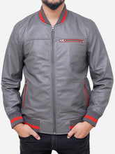 Load image into Gallery viewer, Men Genuine Grey Leather Bomber Jacket