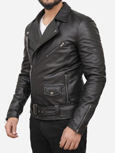 Load image into Gallery viewer, Men Genuine Vintage Black Leather Jacket