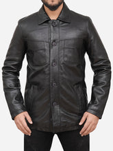 Load image into Gallery viewer, Vintage Black Trucker Style Leather Jacket For men