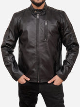 Load image into Gallery viewer, Men Black Biker Leather Jacket