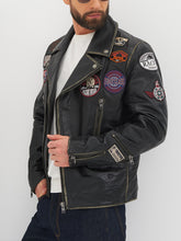 Load image into Gallery viewer, Vintage Style Men Leather Jacket With Patches