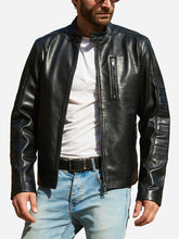 Load image into Gallery viewer, Classic Style Men Black Motorcycle Leather Jacket