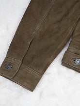 Load image into Gallery viewer, MensCasualOliveGreenSuedeLeatherTruckerJacket