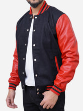 Load image into Gallery viewer, Wool Blended Black and Red Jacket For Men