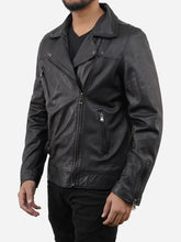 Load image into Gallery viewer, Men Black Real Leather Motorcycle Jacket