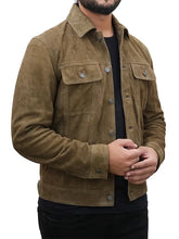 Load image into Gallery viewer, Mensolivegreensuedejacket