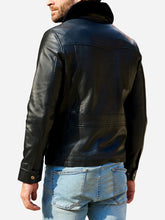 Load image into Gallery viewer, Men Flight Shearling Black Leather Jacket