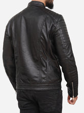 Lade das Bild in den Galerie-Viewer, Quilted Black Men Biker Leather Jacket
