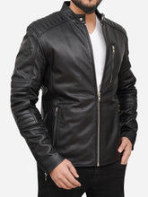 Load image into Gallery viewer, Padded Black Mens Motorcycle Jacket