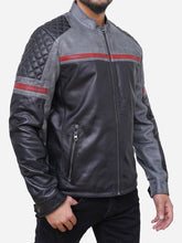 Load image into Gallery viewer, Men Grey Quilted Leather Cafe Racer Style Jacket