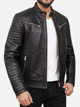 Lade das Bild in den Galerie-Viewer, Men Quilted Moto Leather Jacket