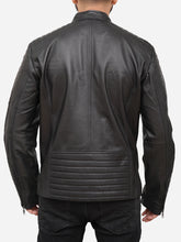Lade das Bild in den Galerie-Viewer, Black Quilted Style Men Black Leather Jacket