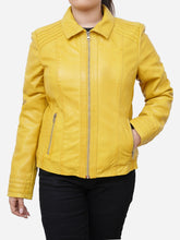 Load image into Gallery viewer, Miranda Fitted Style Yellow Motorbike Jacket