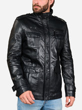 Load image into Gallery viewer, Black Sheepskin Leather Jacket