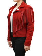 Load image into Gallery viewer, RedSuedeFringeJacket