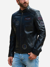 Load image into Gallery viewer, Patches leather flight jacket