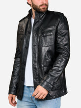 Load image into Gallery viewer, Men Classic Black sheepskin leather jacket