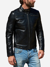 Lade das Bild in den Galerie-Viewer, Jayden vintage leather Black biker jacket