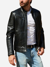 Load image into Gallery viewer, Designer Quilted Cafe Racer Leather Jacket Men
