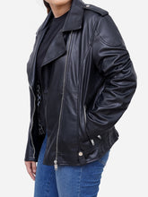 Load image into Gallery viewer, Casual Black Biker women motorcycle jacket