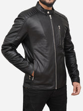 Load image into Gallery viewer, Cafe Racer Quilted Leather Jacket for Men