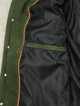 Load image into Gallery viewer, Green Suede Trucker Jacket