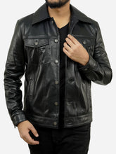 Load image into Gallery viewer, Trucker Leather Jacket