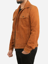 Load image into Gallery viewer, Brown Suede Trucker Jacket for Man